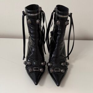 Balenciaga Le Cagole Black Lace-Up Leather Boots